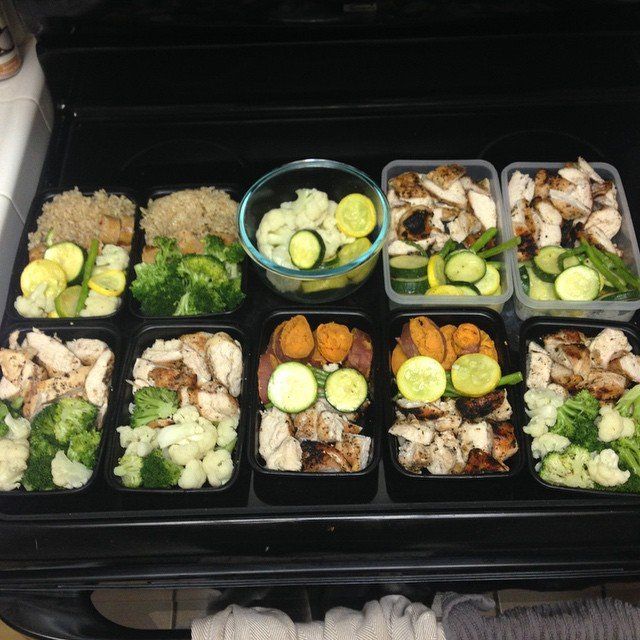 Meal prep containers with lean protein and vegetables